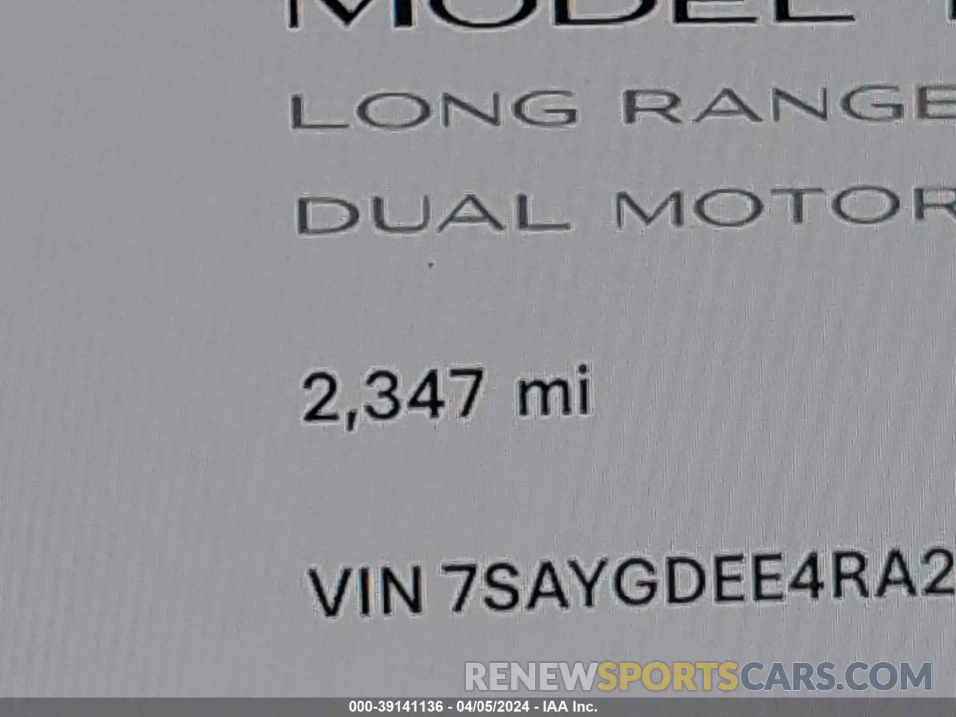 VIN history 7SAYGDEE4RA214837 price history 2024 TESLA MODEL Y