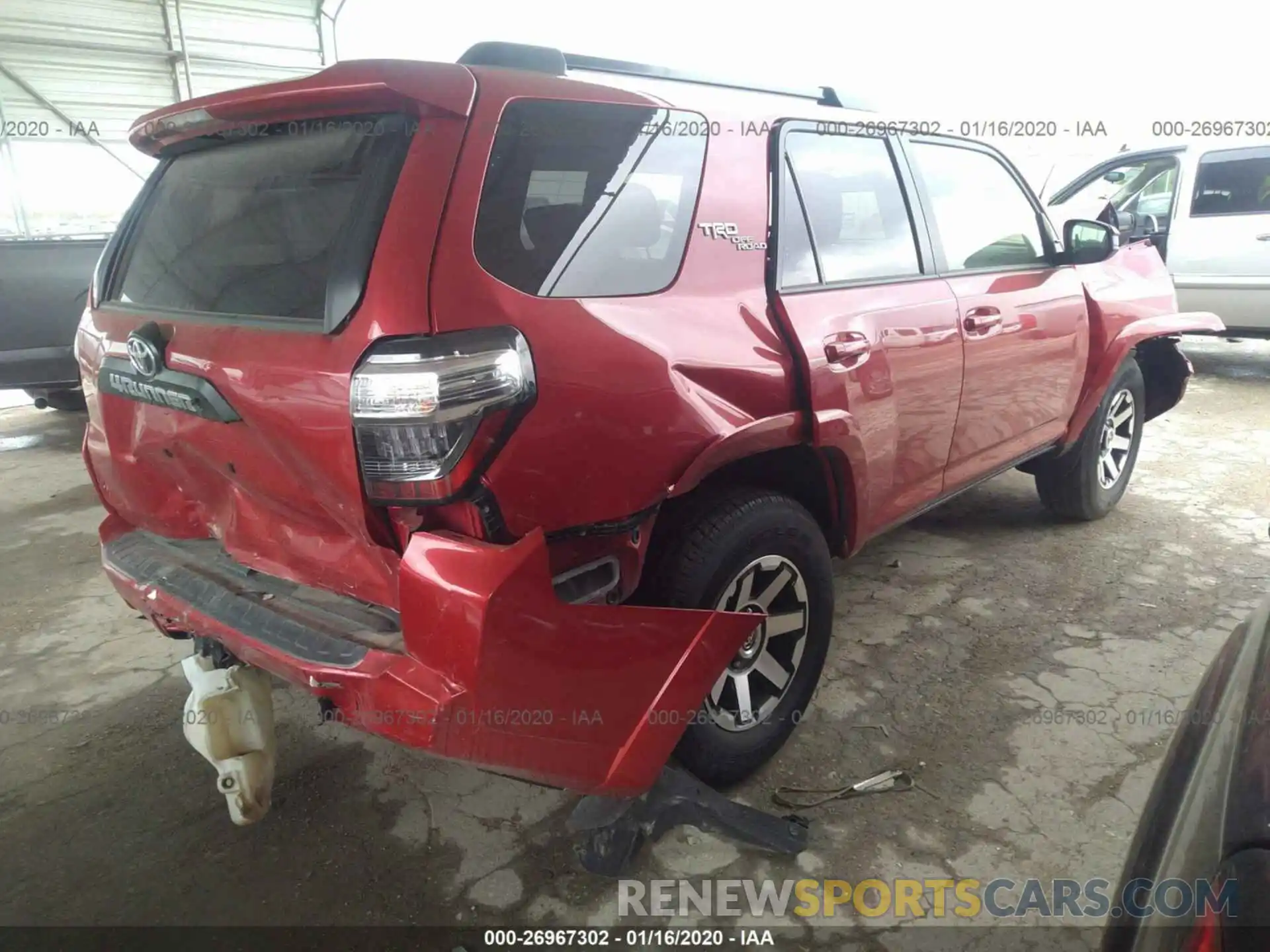 4 Фотография поврежденного автомобиля JTEBU5JR1K5689457 TOYOTA 4RUNNER 2019