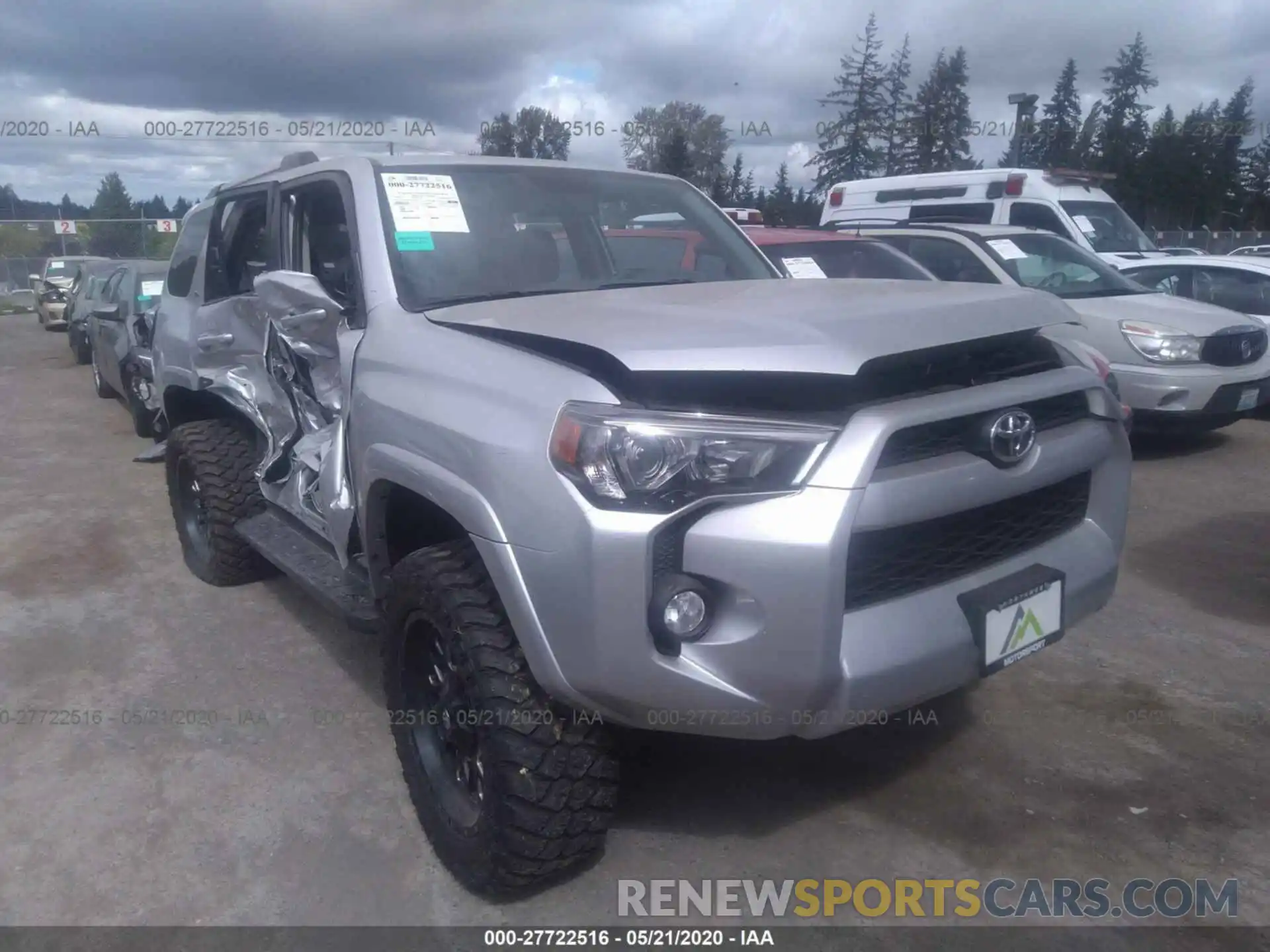 1 Photograph of a damaged car JTEBU5JR7K5662764 TOYOTA 4RUNNER 2019