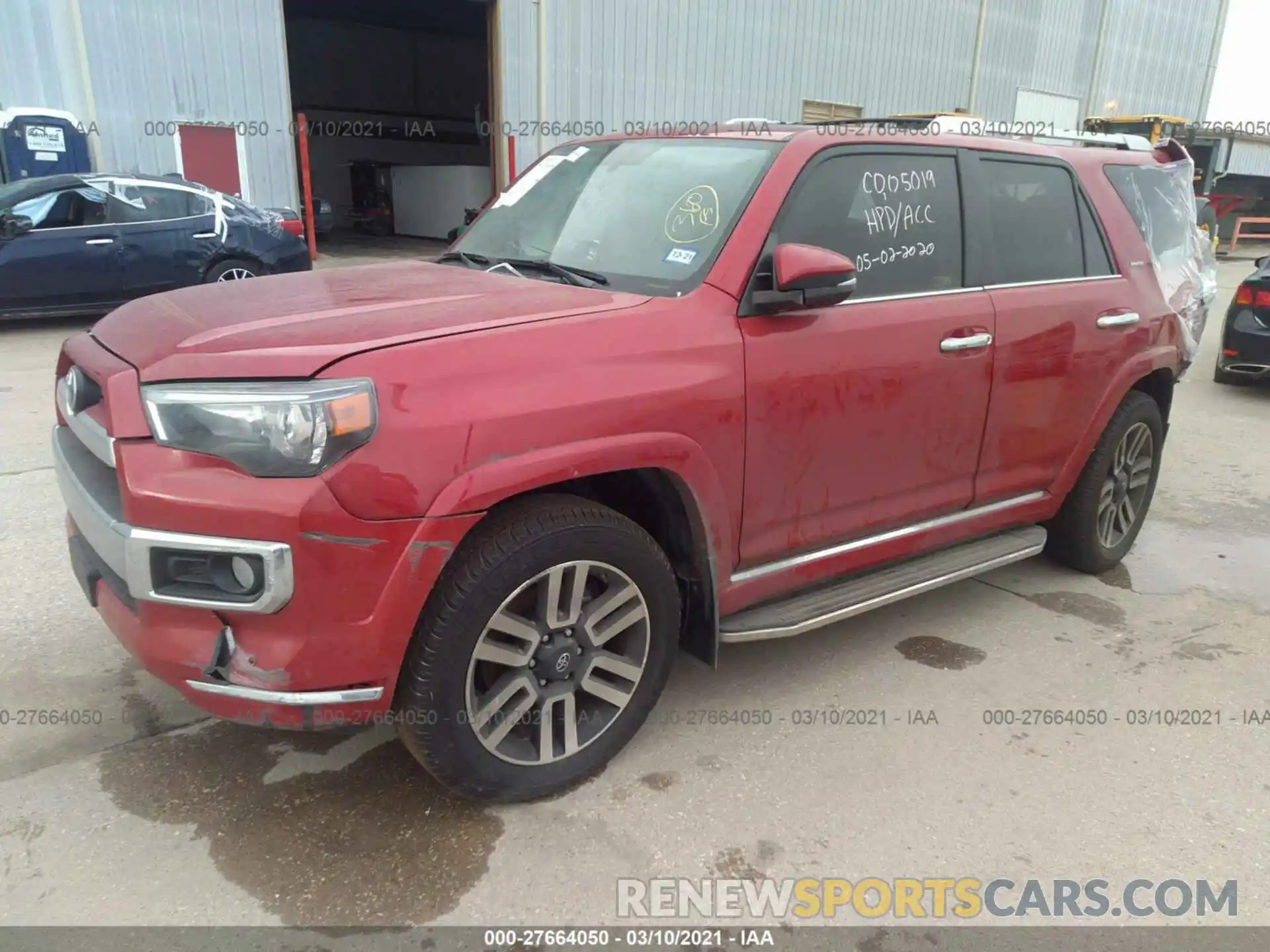 2 Photograph of a damaged car JTEBU5JR8K5722440 TOYOTA 4RUNNER 2019