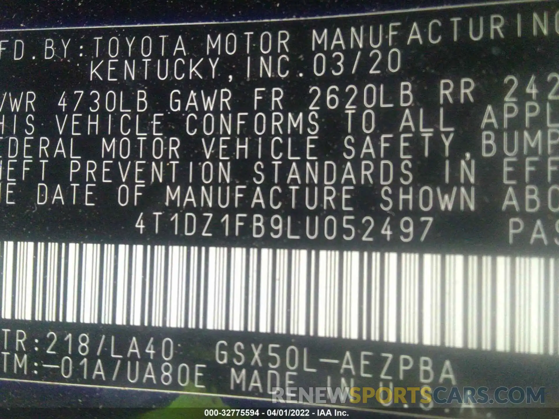 9 Фотография поврежденного автомобиля 4T1DZ1FB9LU052497 TOYOTA AVALON 2020