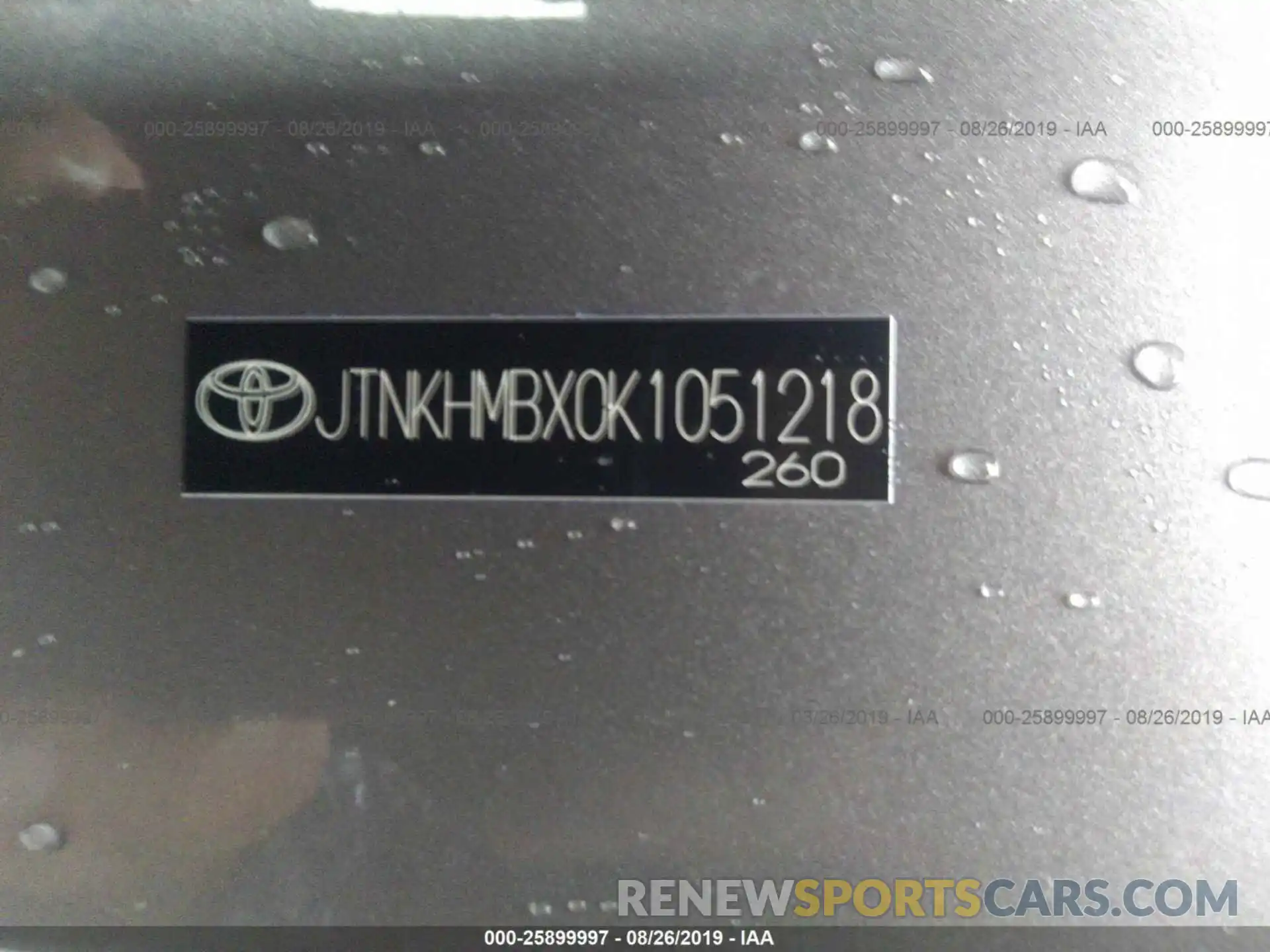 9 Photograph of a damaged car JTNKHMBX0K1051218 TOYOTA C-HR 2019