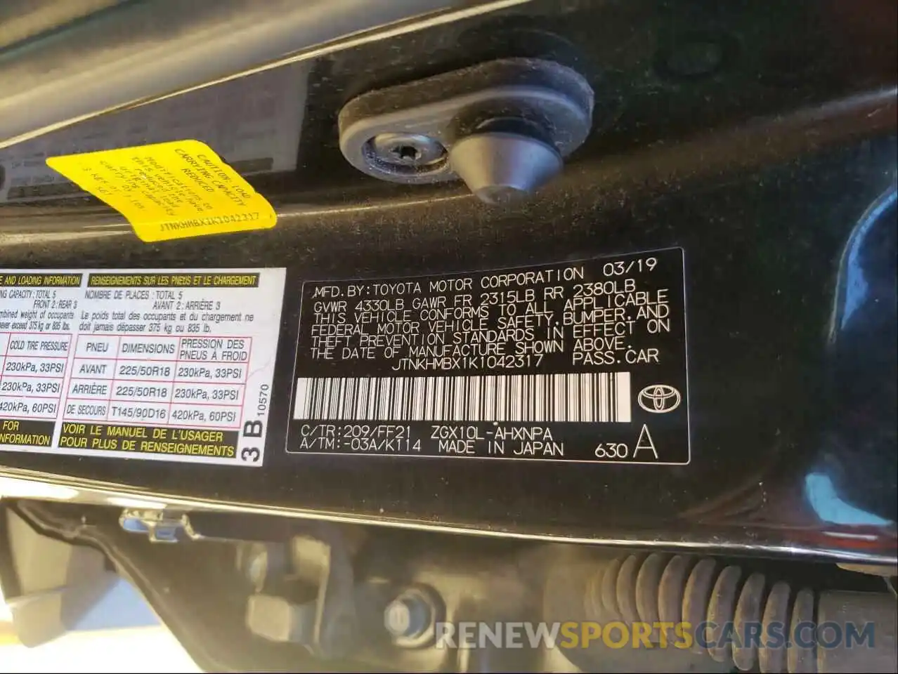 10 Photograph of a damaged car JTNKHMBX1K1042317 TOYOTA C-HR 2019