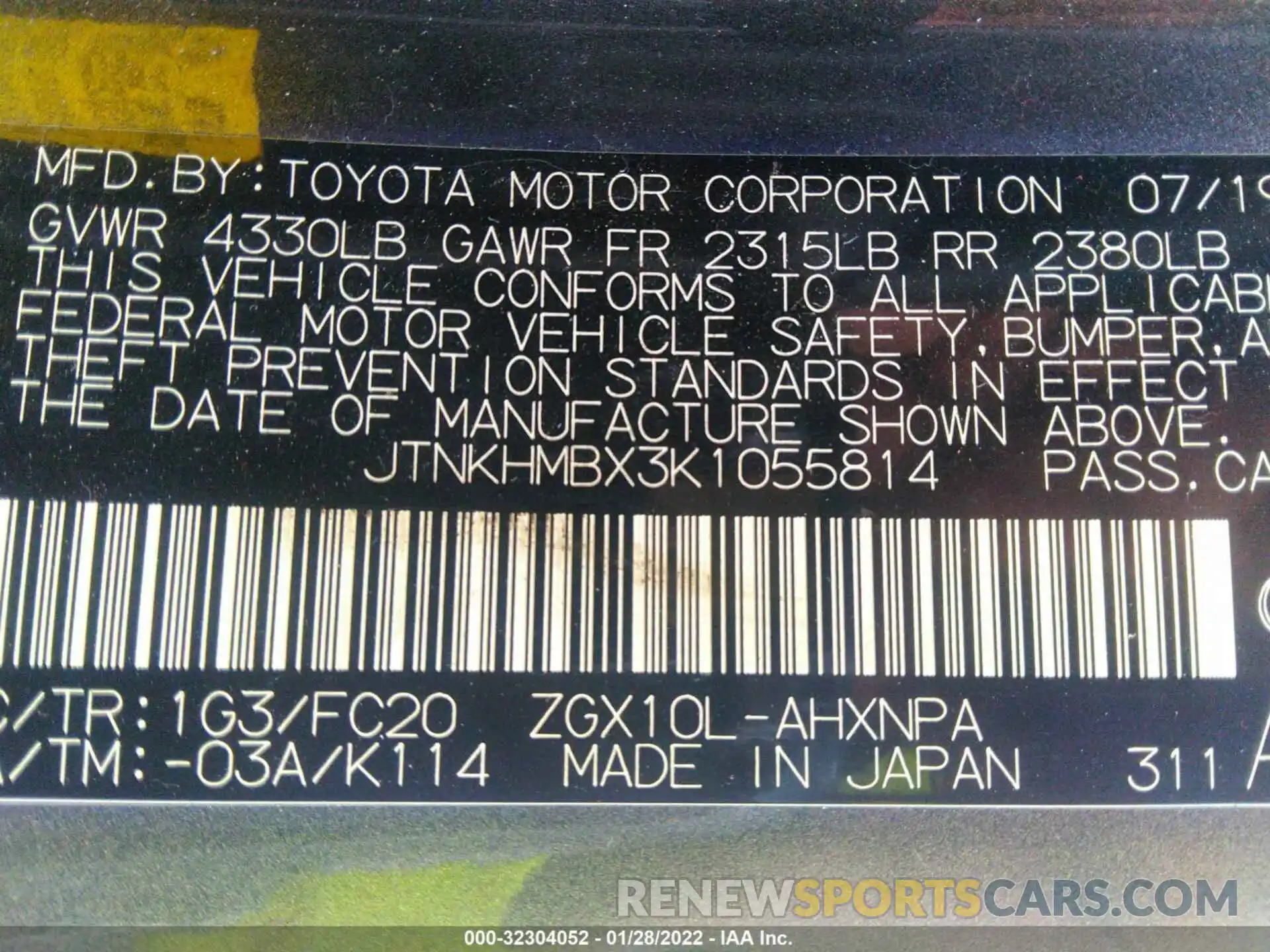 9 Фотография поврежденного автомобиля JTNKHMBX3K1055814 TOYOTA C-HR 2019