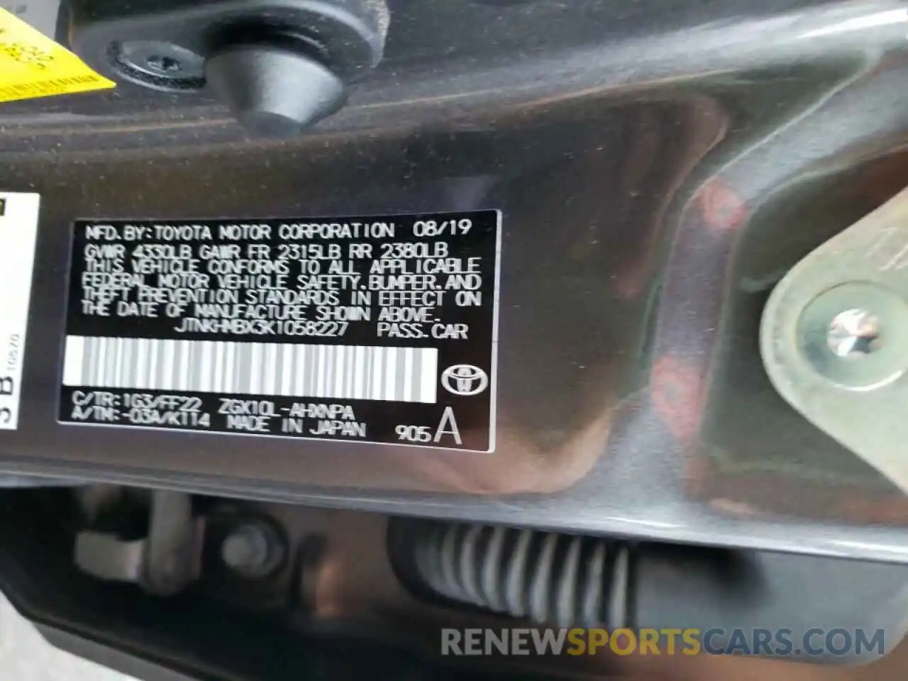 10 Photograph of a damaged car JTNKHMBX3K1058227 TOYOTA C-HR 2019