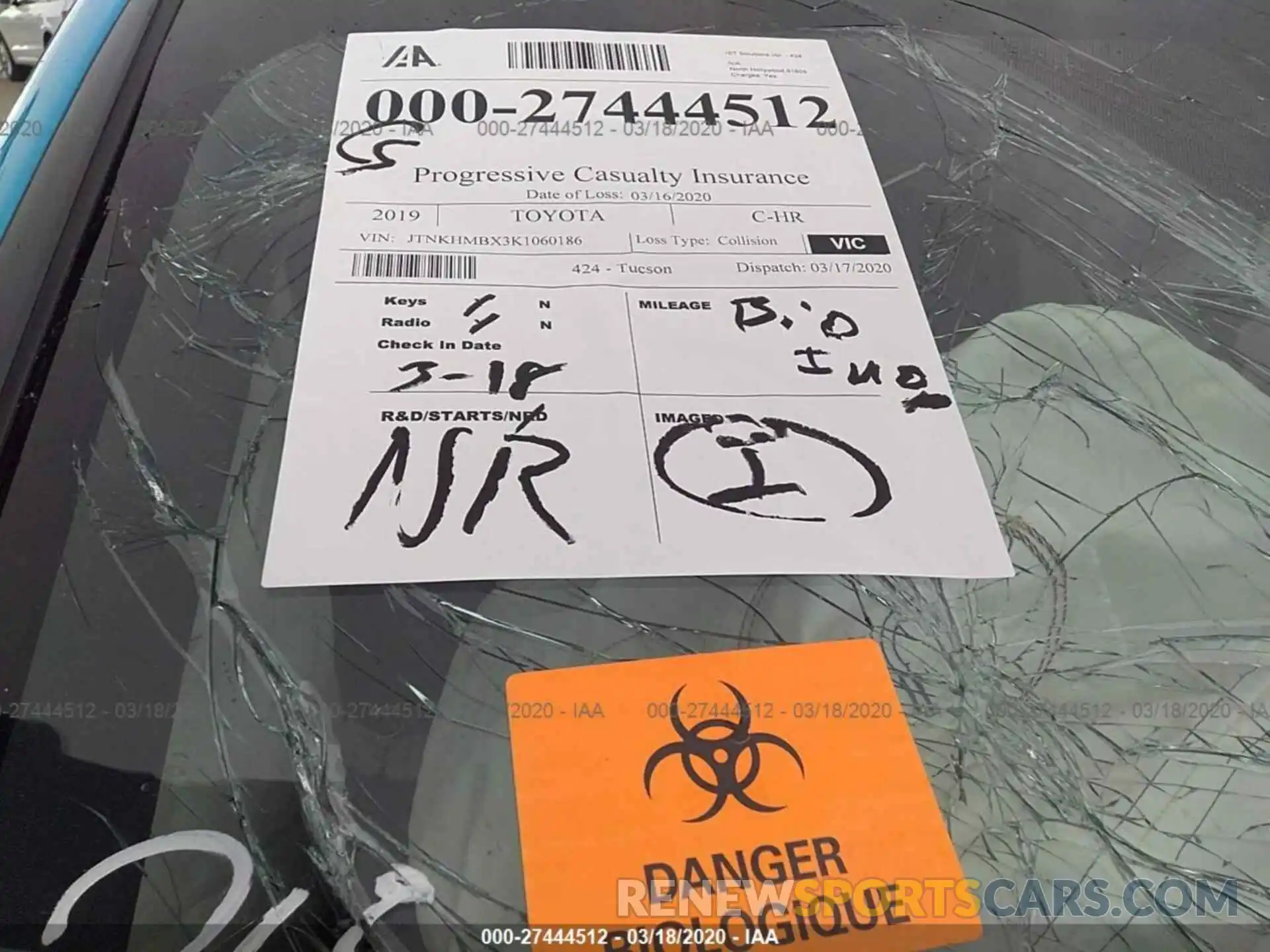 7 Photograph of a damaged car JTNKHMBX3K1060186 TOYOTA C-HR 2019