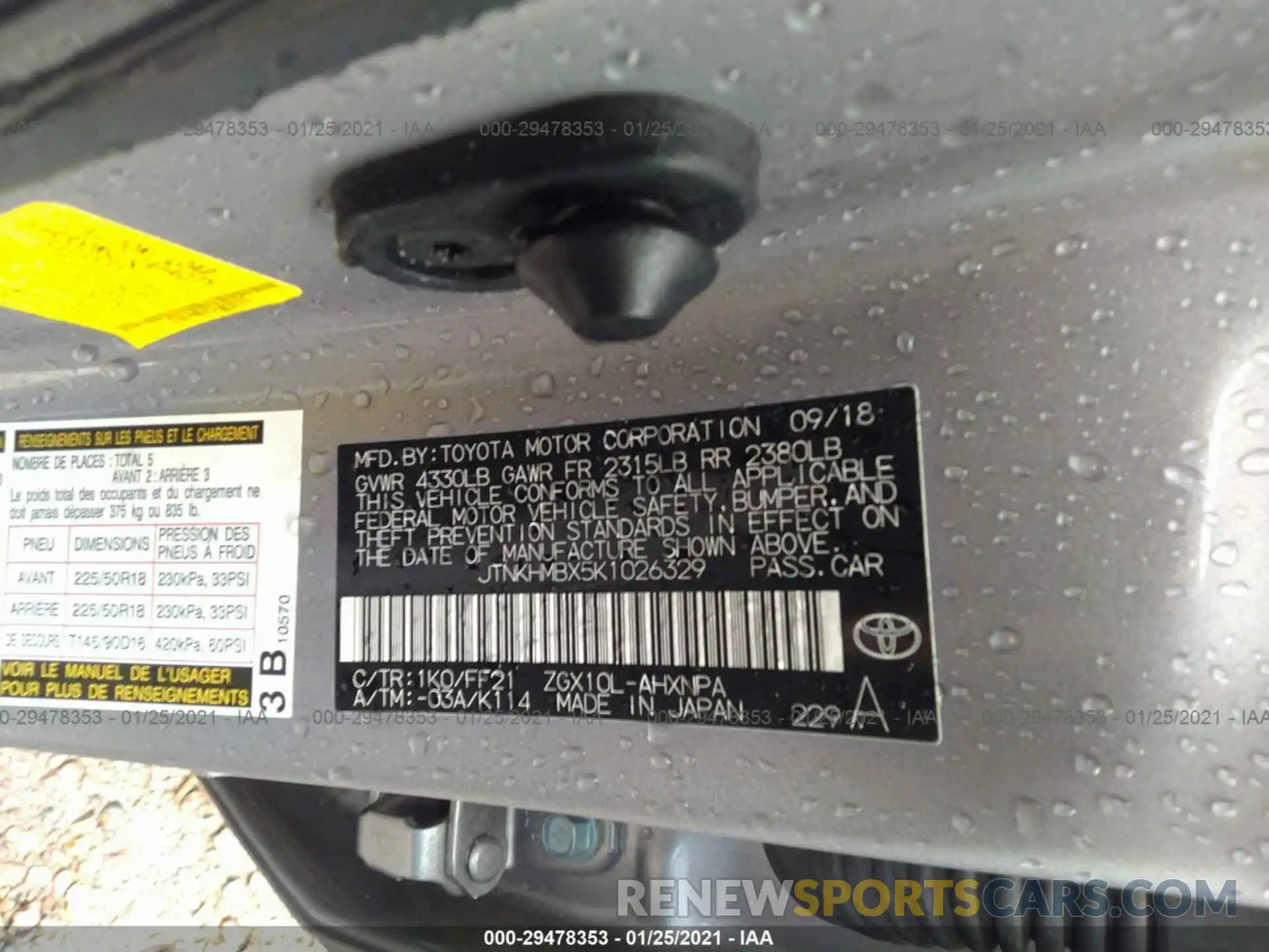 9 Photograph of a damaged car JTNKHMBX5K1026329 TOYOTA C-HR 2019