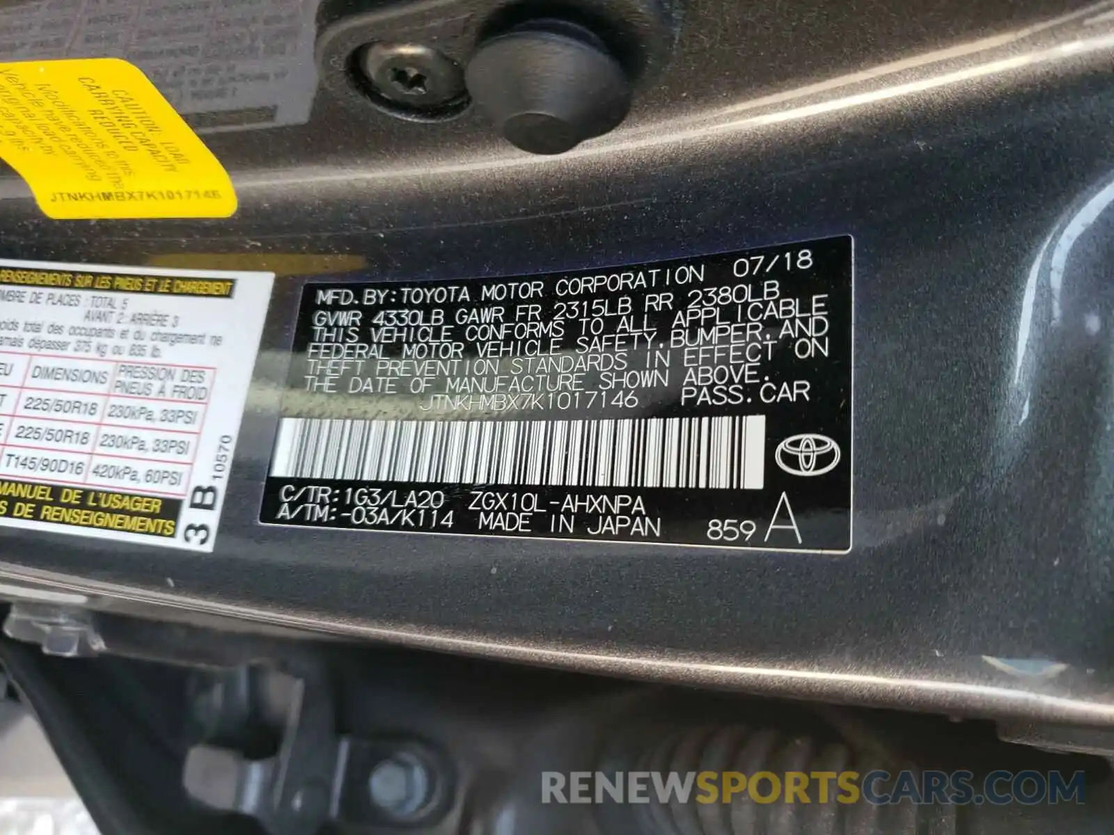 10 Photograph of a damaged car JTNKHMBX7K1017146 TOYOTA C-HR 2019