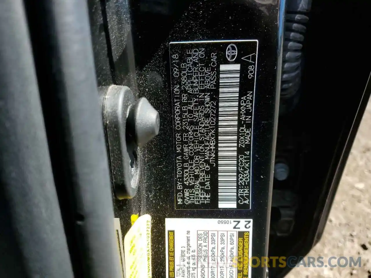 10 Photograph of a damaged car JTNKHMBX7K1027272 TOYOTA C-HR 2019