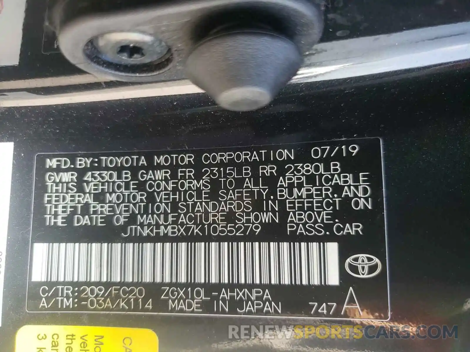 10 Photograph of a damaged car JTNKHMBX7K1055279 TOYOTA C-HR 2019