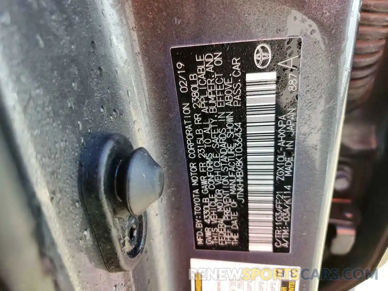 13 Photograph of a damaged car JTNKHMBX8K1036434 TOYOTA C-HR 2019