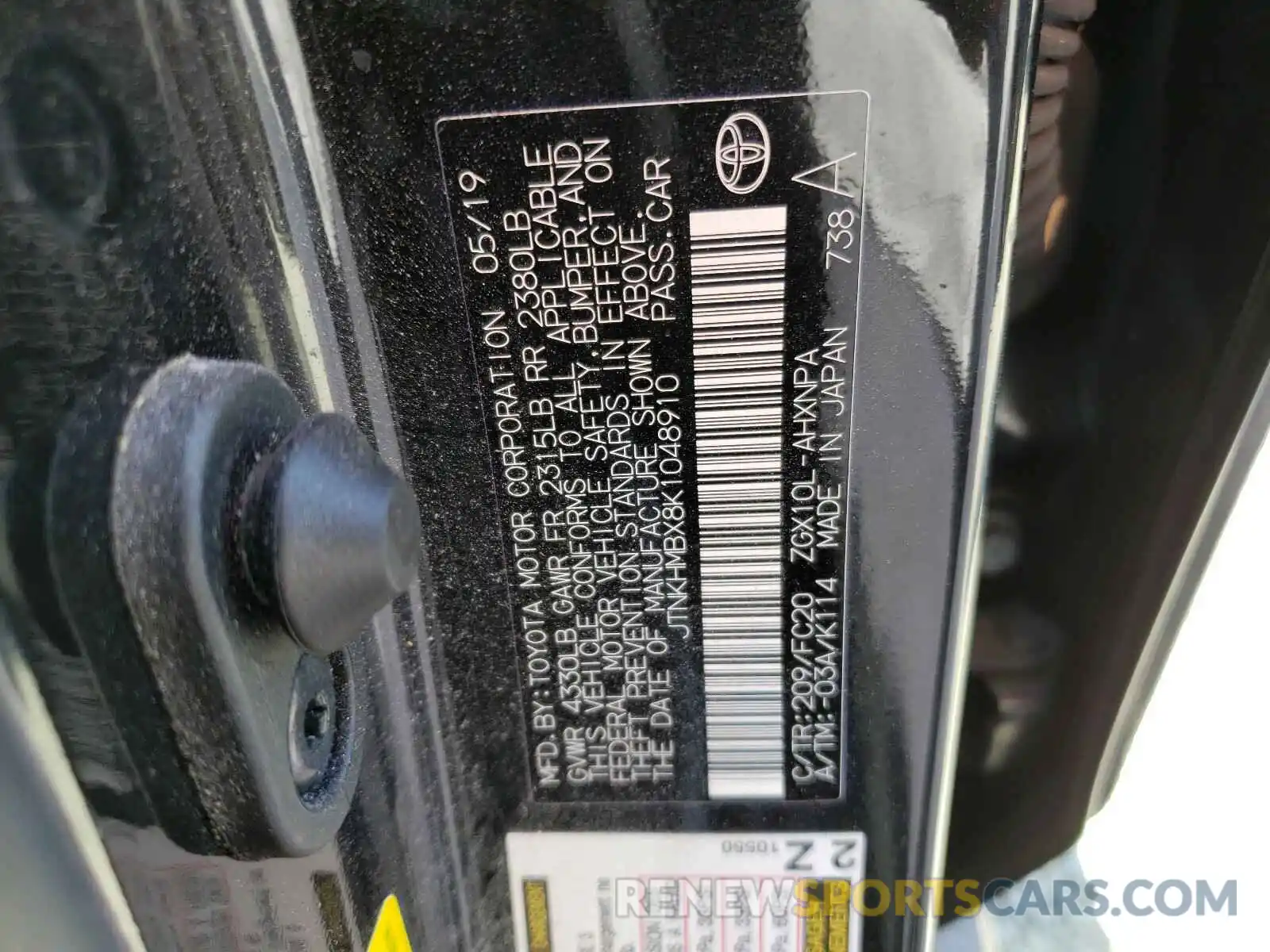 10 Photograph of a damaged car JTNKHMBX8K1048910 TOYOTA C-HR 2019