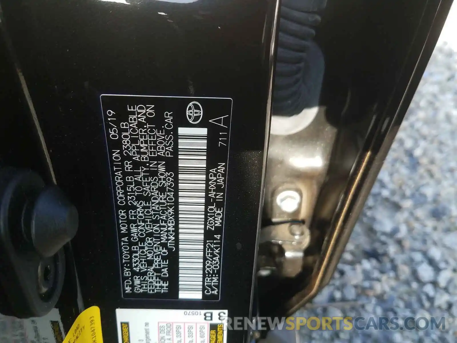 10 Photograph of a damaged car JTNKHMBX9K1047393 TOYOTA C-HR 2019