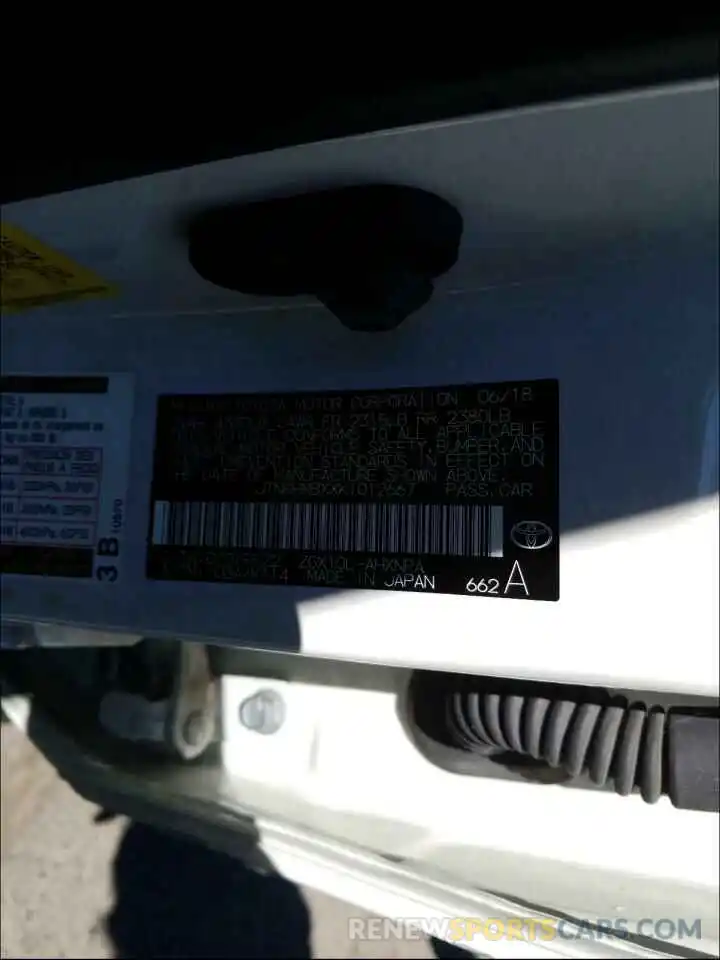 10 Photograph of a damaged car JTNKHMBXXK1012667 TOYOTA C-HR 2019