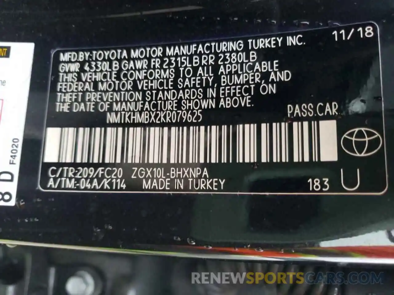 10 Photograph of a damaged car NMTKHMBX2KR079625 TOYOTA C-HR 2019