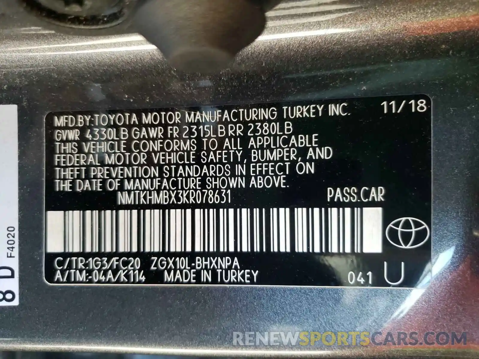 10 Photograph of a damaged car NMTKHMBX3KR078631 TOYOTA C-HR 2019