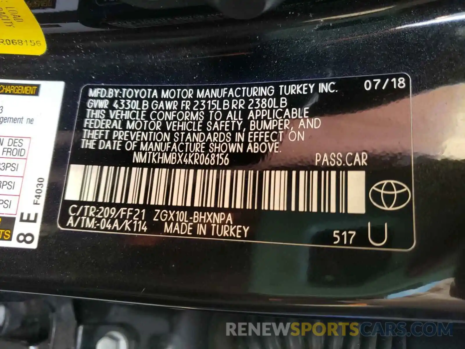 10 Photograph of a damaged car NMTKHMBX4KR068156 TOYOTA C-HR 2019