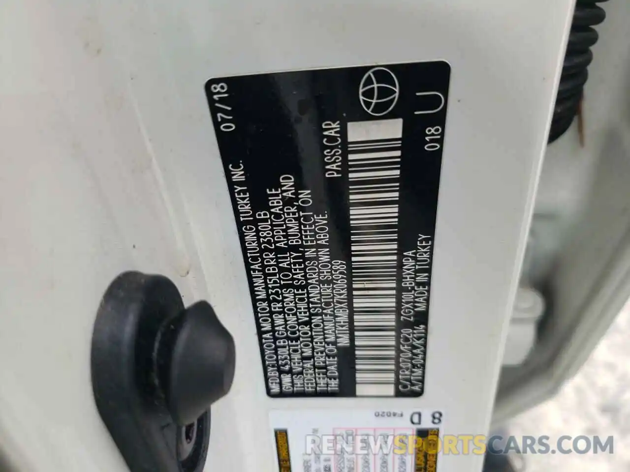 10 Фотография поврежденного автомобиля NMTKHMBX7KR069589 TOYOTA C-HR 2019