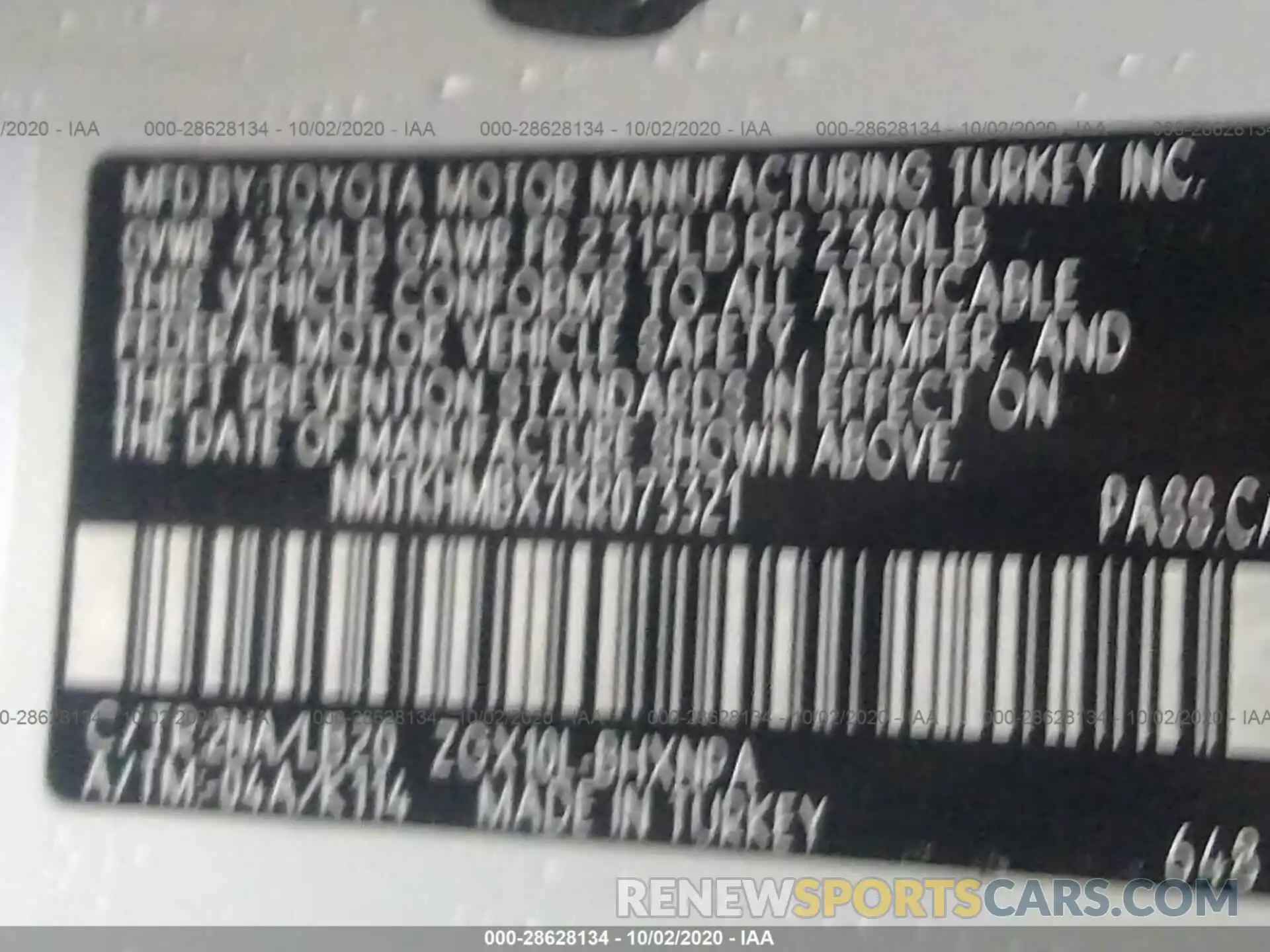 9 Photograph of a damaged car NMTKHMBX7KR073321 TOYOTA C-HR 2019