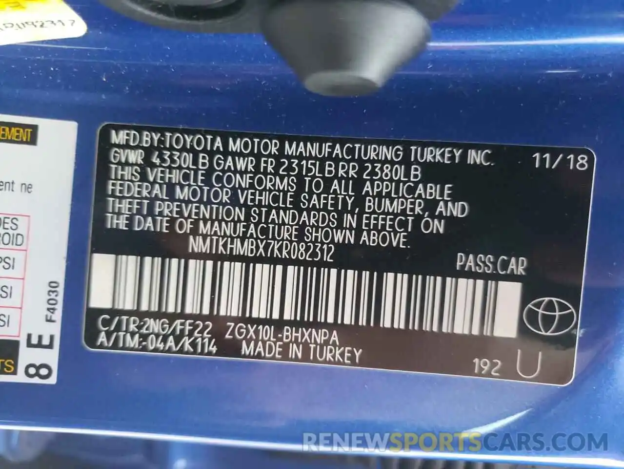 10 Photograph of a damaged car NMTKHMBX7KR082312 TOYOTA C-HR 2019