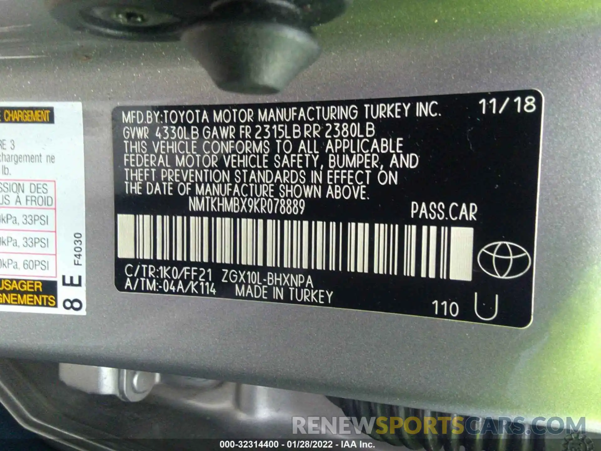 9 Фотография поврежденного автомобиля NMTKHMBX9KR078889 TOYOTA C-HR 2019