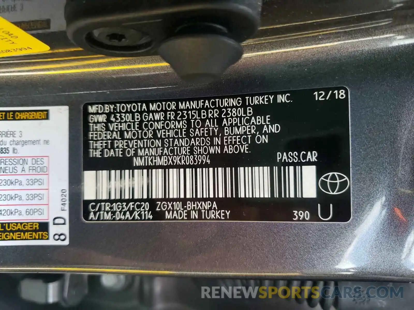 10 Фотография поврежденного автомобиля NMTKHMBX9KR083994 TOYOTA C-HR 2019