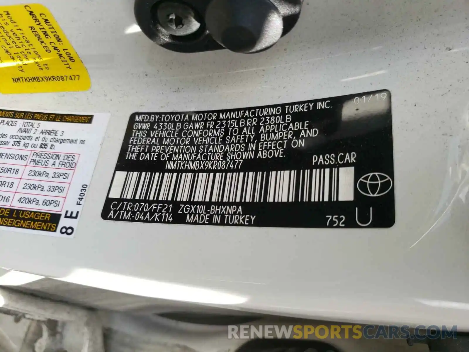 10 Фотография поврежденного автомобиля NMTKHMBX9KR087477 TOYOTA C-HR 2019