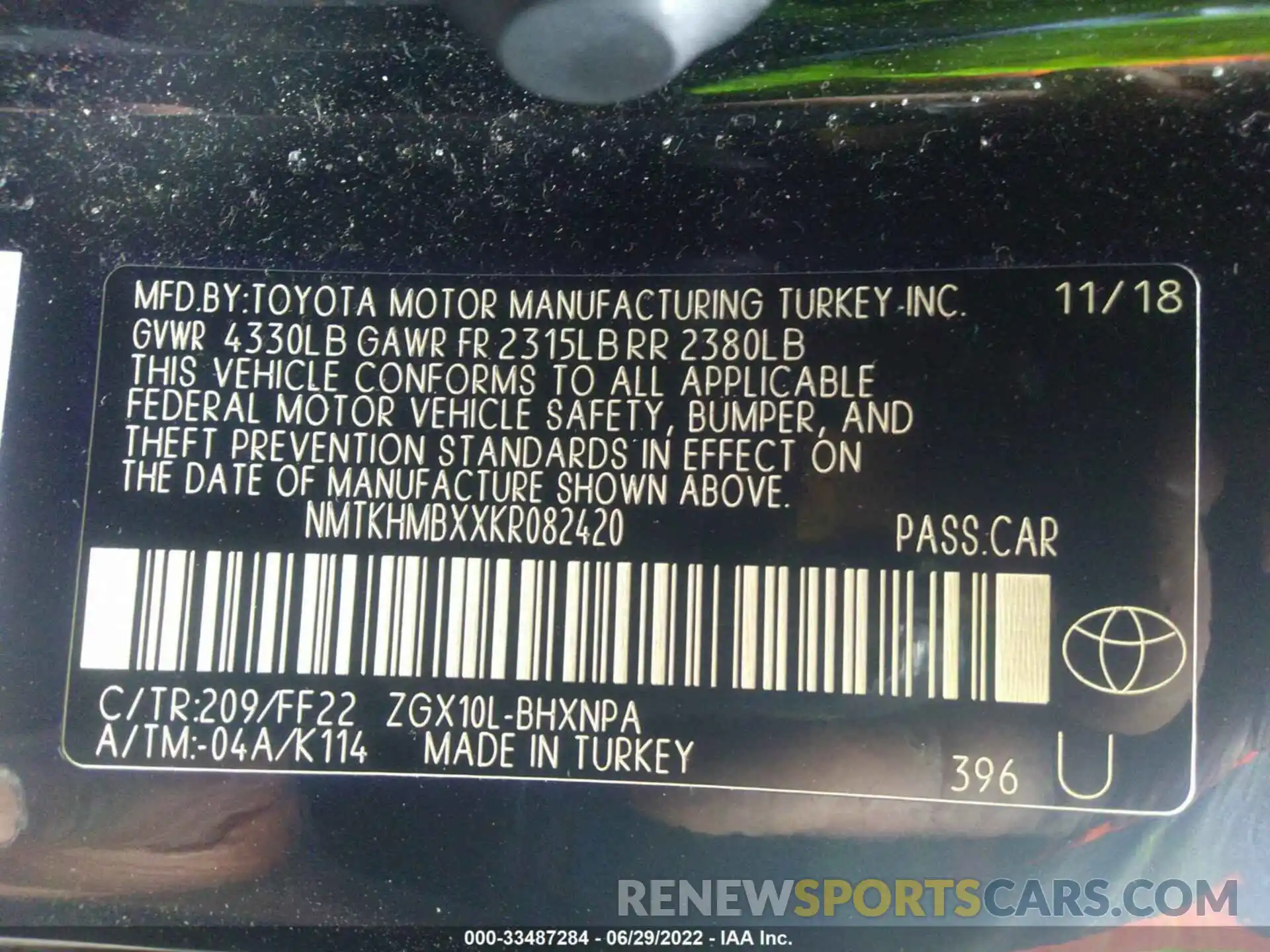 9 Photograph of a damaged car NMTKHMBXXKR082420 TOYOTA C-HR 2019