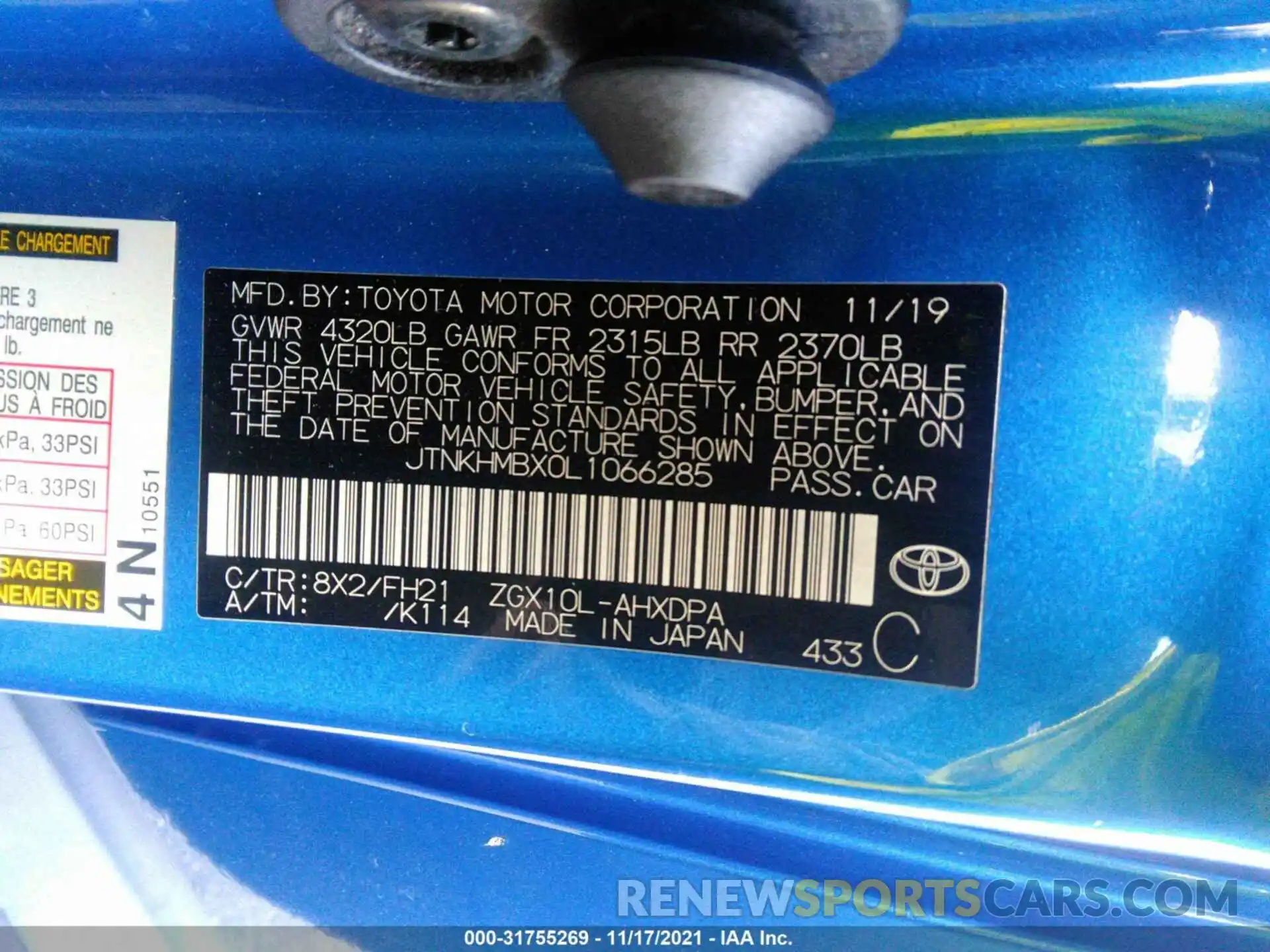 9 Фотография поврежденного автомобиля JTNKHMBX0L1066285 TOYOTA C-HR 2020