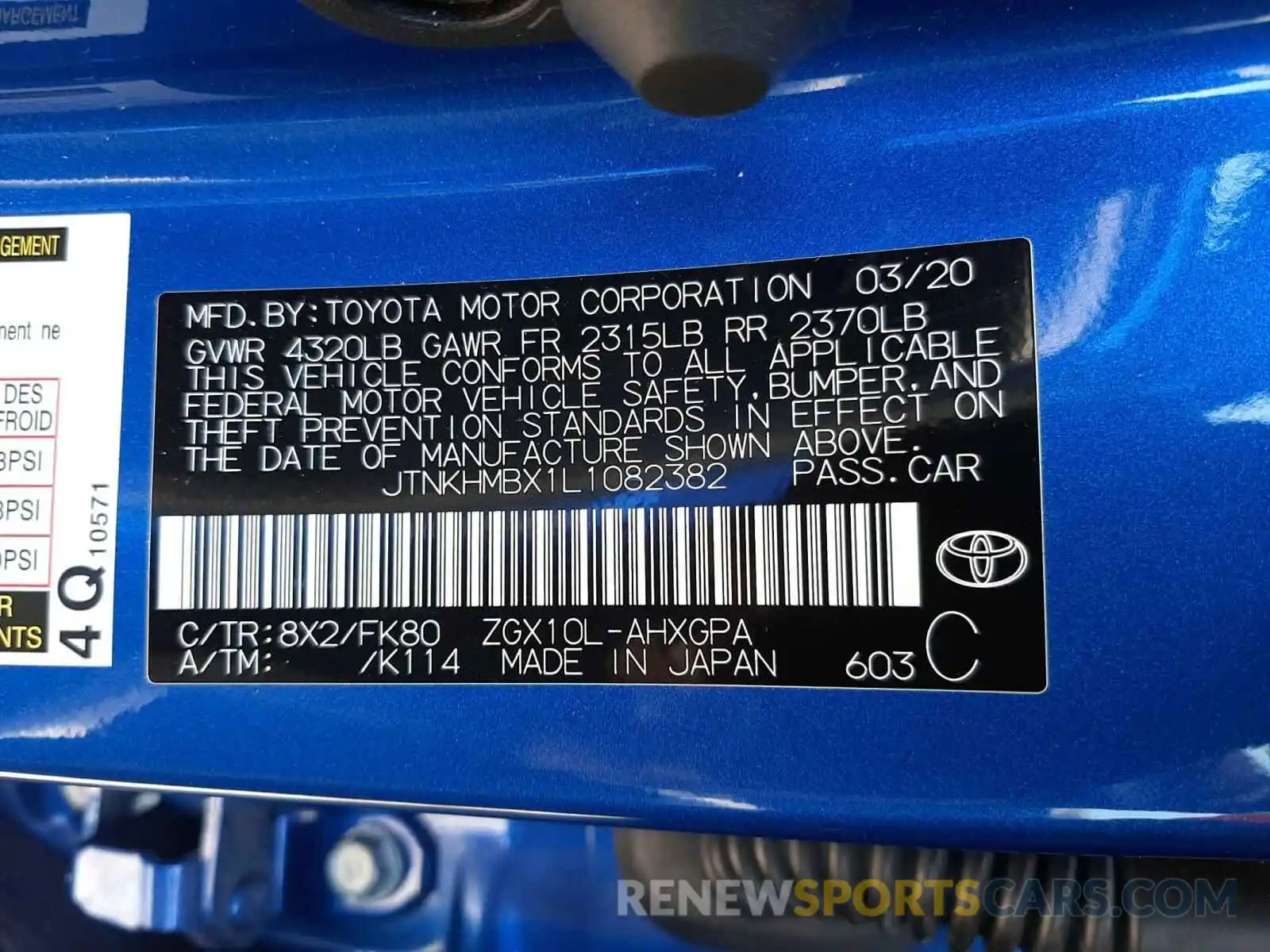 10 Фотография поврежденного автомобиля JTNKHMBX1L1082382 TOYOTA C-HR 2020