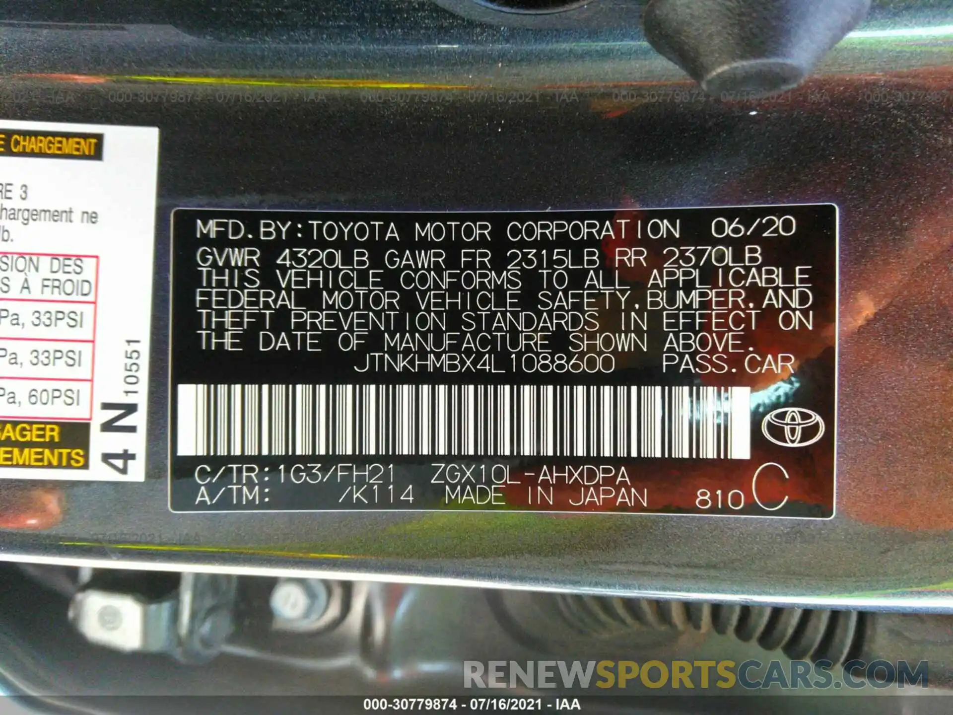 9 Фотография поврежденного автомобиля JTNKHMBX4L1088600 TOYOTA C-HR 2020