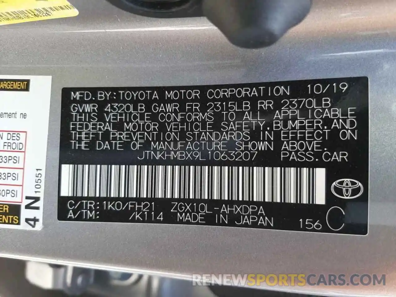 10 Фотография поврежденного автомобиля JTNKHMBX9L1063207 TOYOTA C-HR 2020