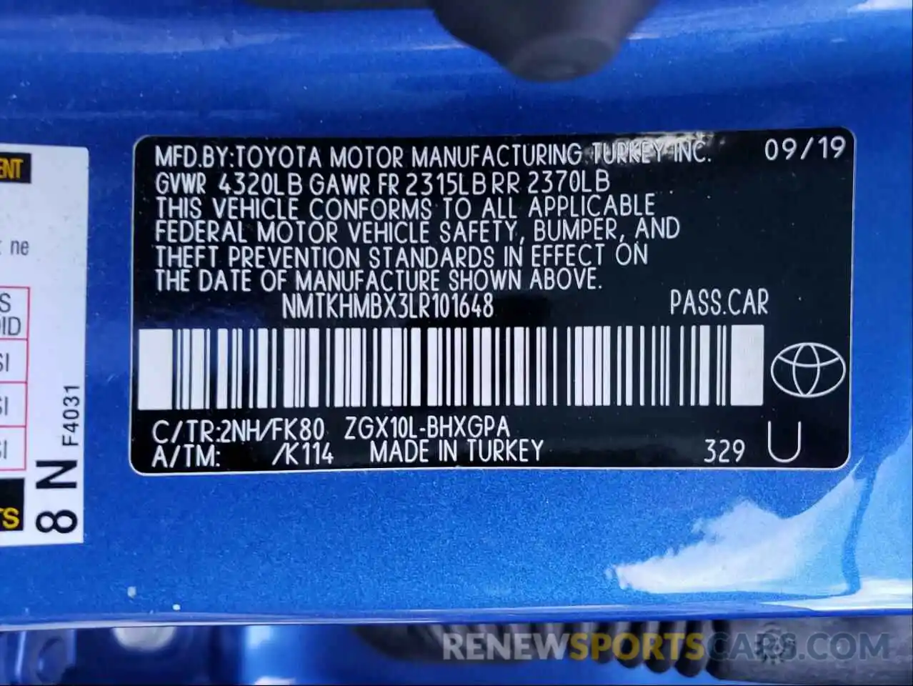 10 Фотография поврежденного автомобиля NMTKHMBX3LR101648 TOYOTA C-HR 2020