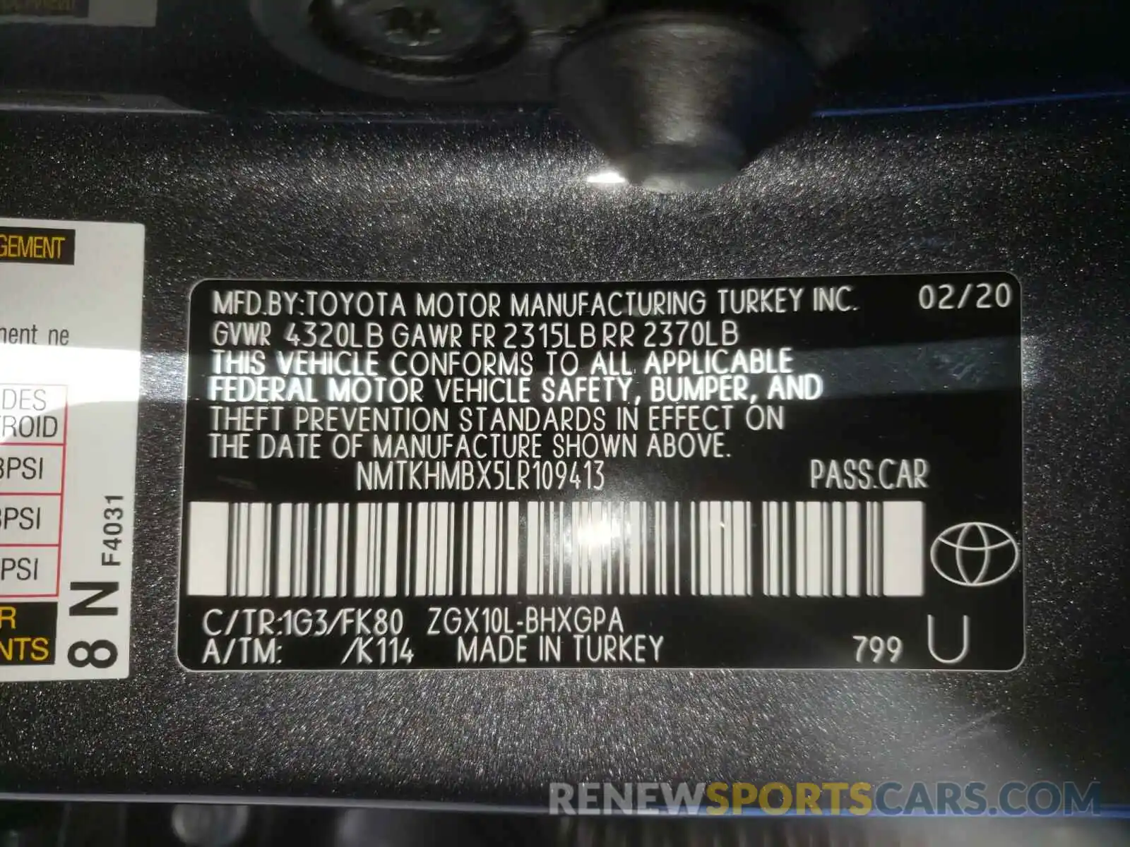 10 Photograph of a damaged car NMTKHMBX5LR109413 TOYOTA C-HR 2020