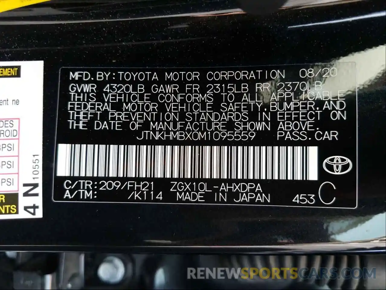 10 Фотография поврежденного автомобиля JTNKHMBX0M1095559 TOYOTA C-HR 2021