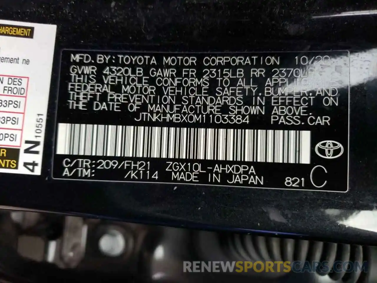 10 Фотография поврежденного автомобиля JTNKHMBX0M1103384 TOYOTA C-HR 2021