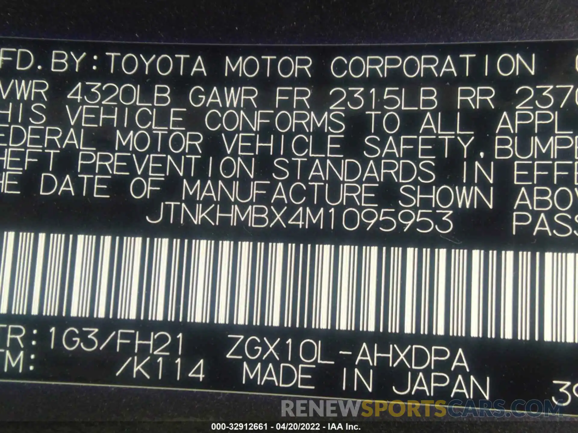 9 Фотография поврежденного автомобиля JTNKHMBX4M1095953 TOYOTA C-HR 2021