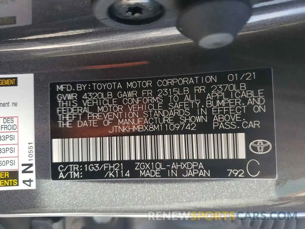 10 Фотография поврежденного автомобиля JTNKHMBX8M1109742 TOYOTA C-HR 2021