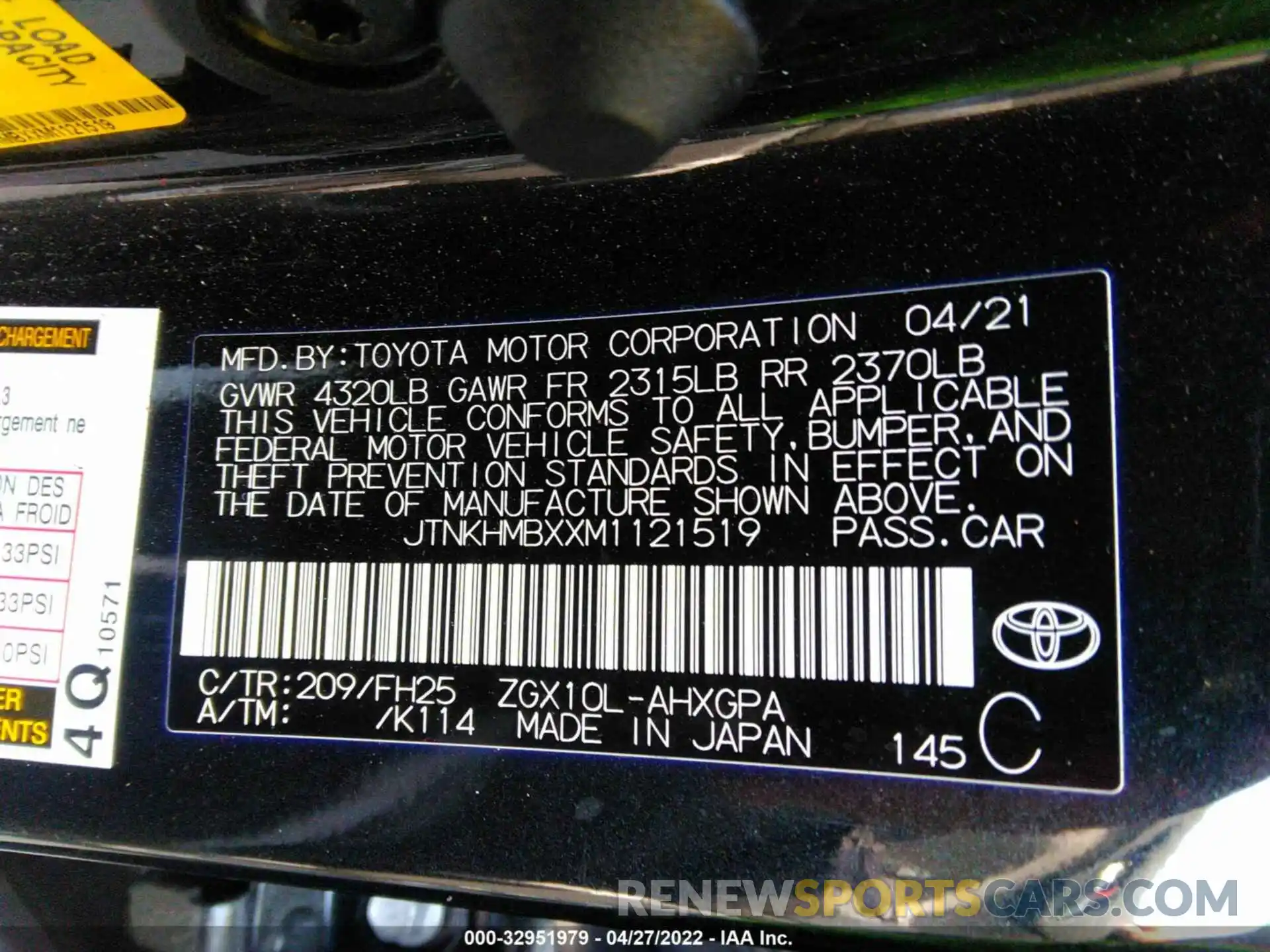 9 Фотография поврежденного автомобиля JTNKHMBXXM1121519 TOYOTA C-HR 2021