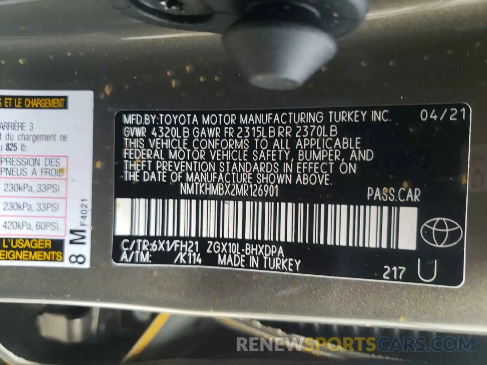 10 Photograph of a damaged car NMTKHMBX2MR126901 TOYOTA C-HR 2021