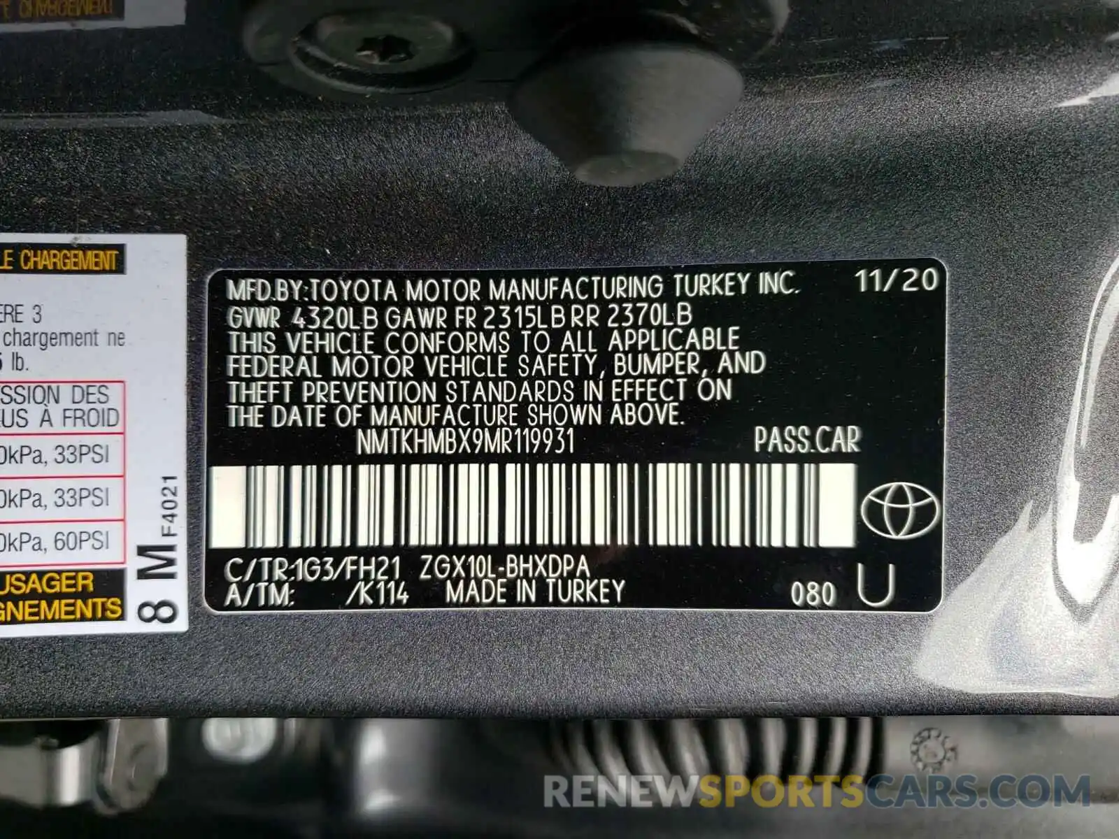 10 Фотография поврежденного автомобиля NMTKHMBX9MR119931 TOYOTA C-HR 2021