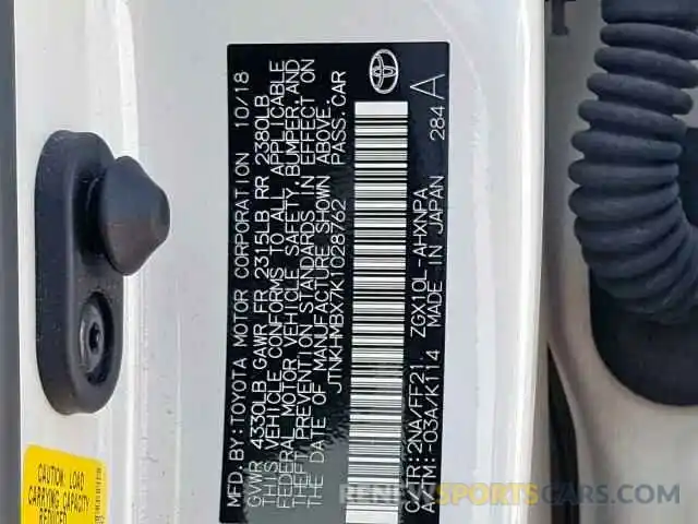 10 Photograph of a damaged car JTNKHMBX7K1028762 TOYOTA C-HR XLE 2019