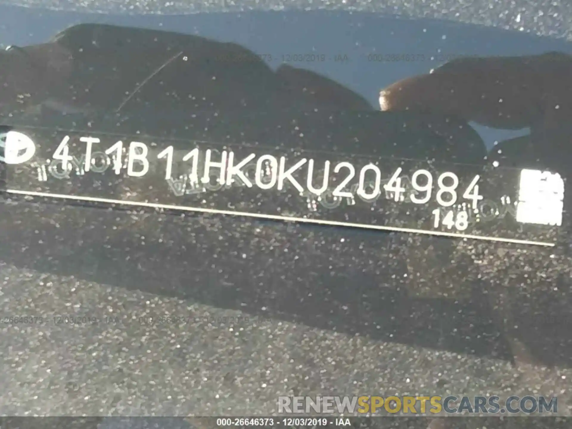 9 Photograph of a damaged car 4T1B11HK0KU204984 TOYOTA CAMRY 2019