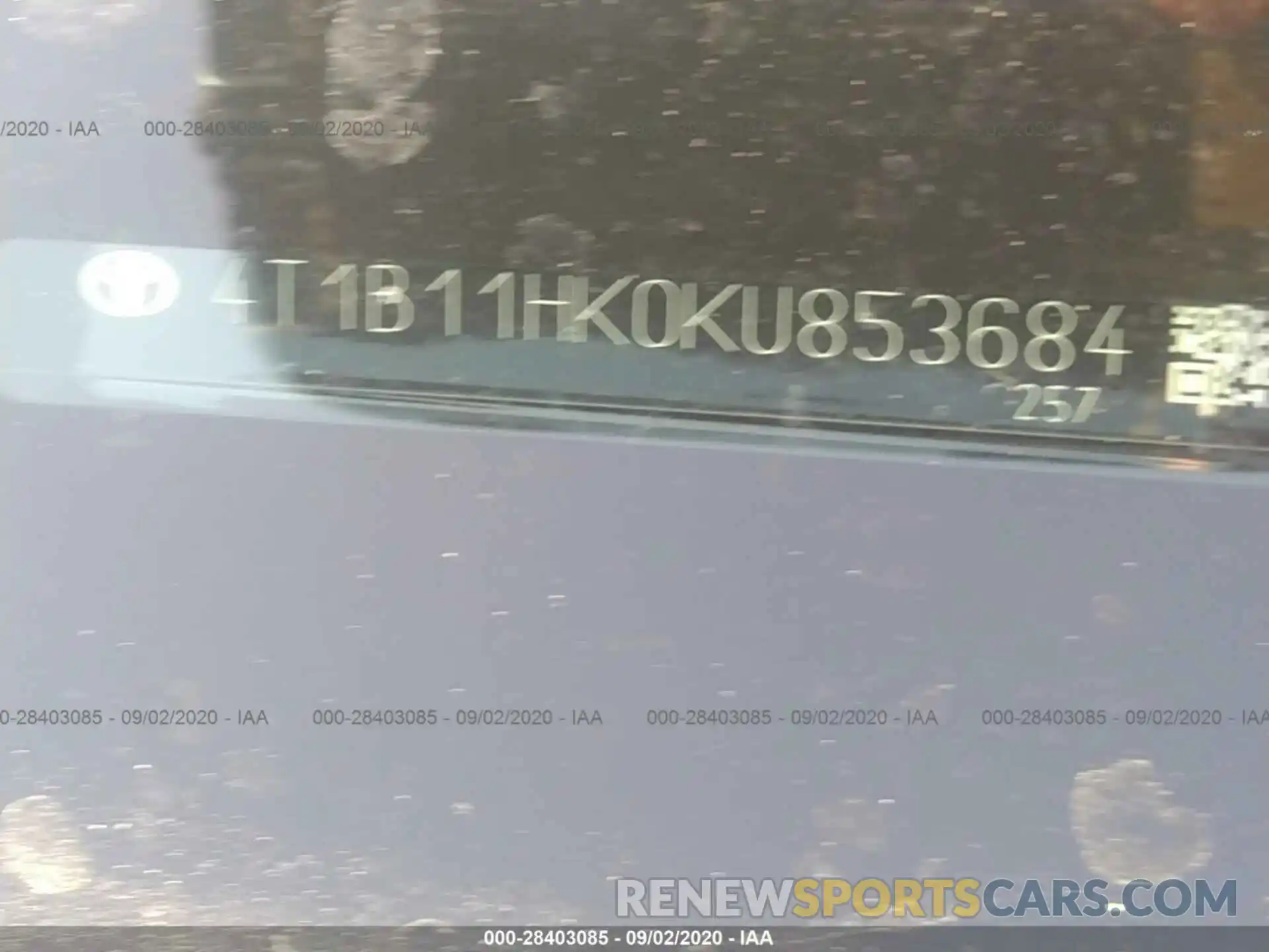 9 Photograph of a damaged car 4T1B11HK0KU853684 TOYOTA CAMRY 2019