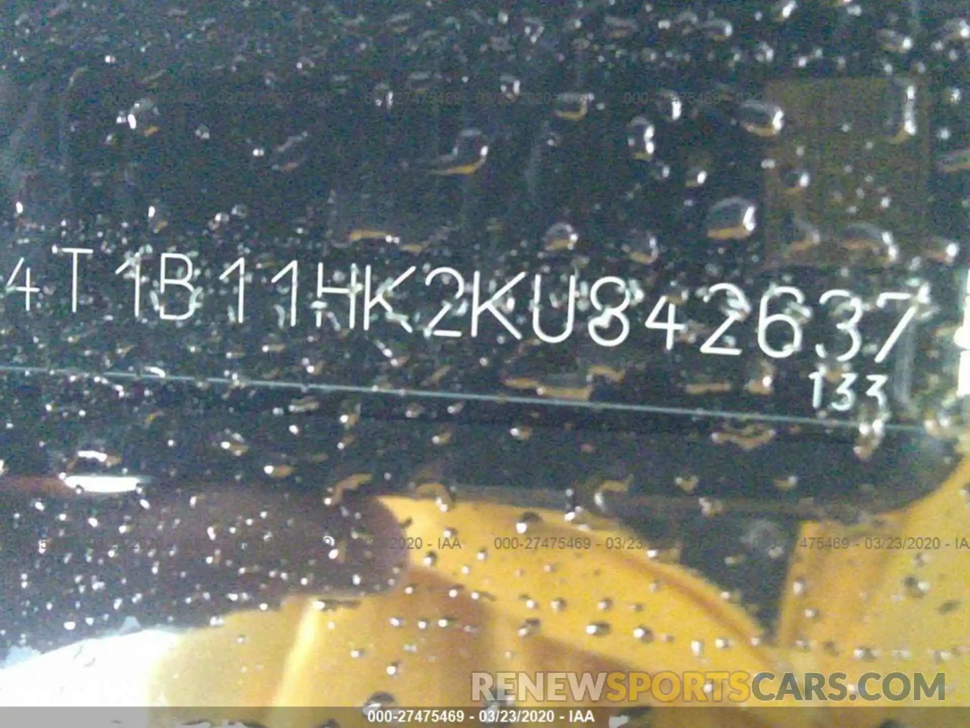 9 Photograph of a damaged car 4T1B11HK2KU842637 TOYOTA CAMRY 2019