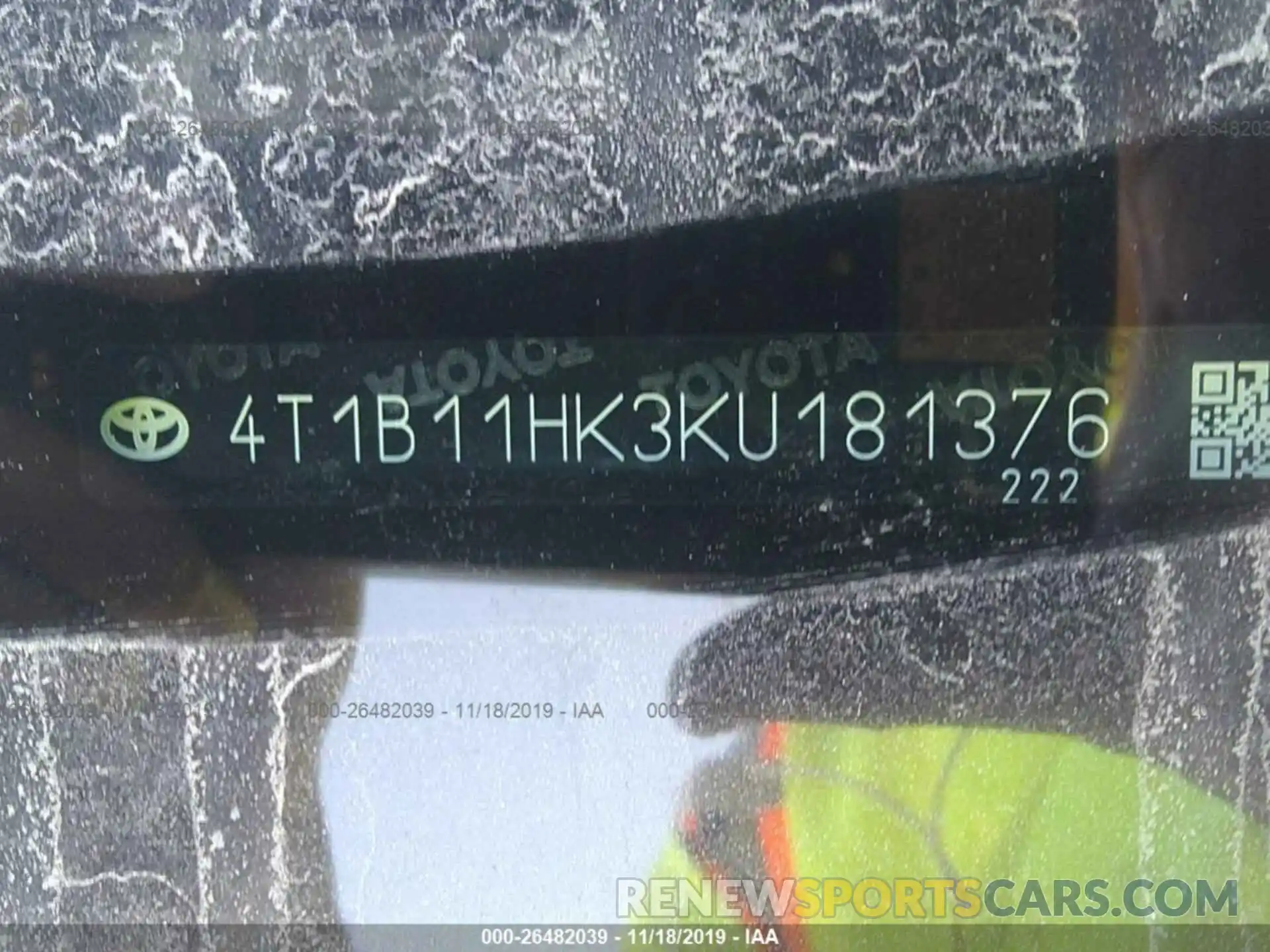 9 Photograph of a damaged car 4T1B11HK3KU181376 TOYOTA CAMRY 2019