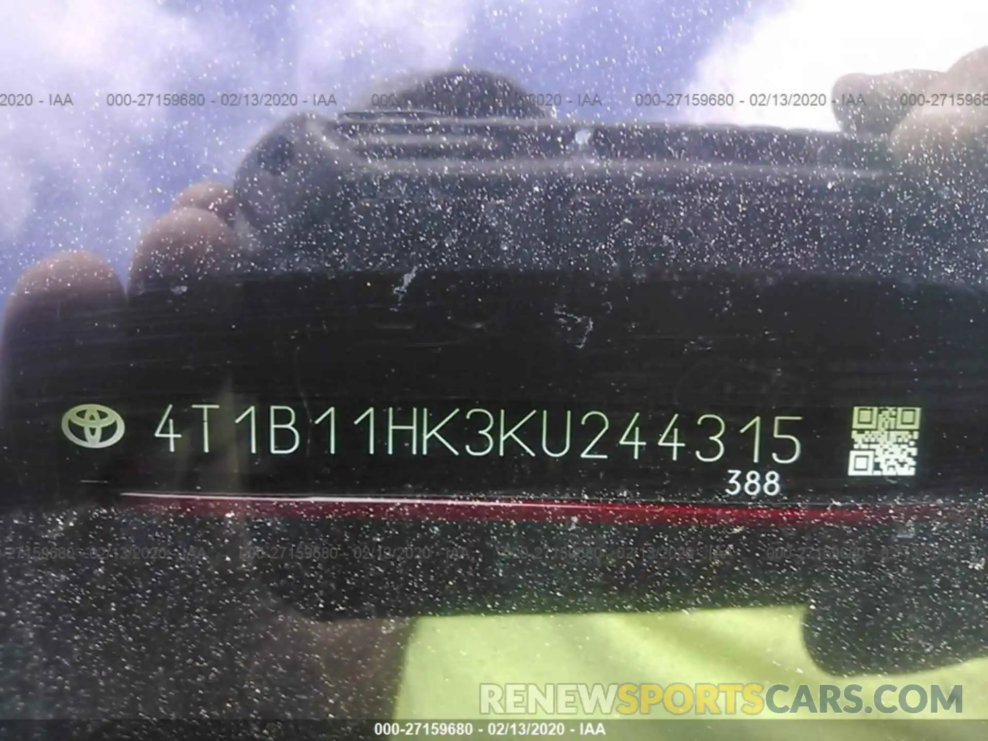 9 Photograph of a damaged car 4T1B11HK3KU244315 TOYOTA CAMRY 2019