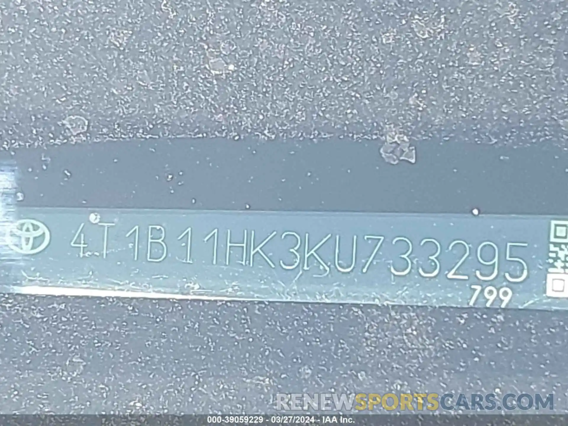 9 Photograph of a damaged car 4T1B11HK3KU733295 TOYOTA CAMRY 2019