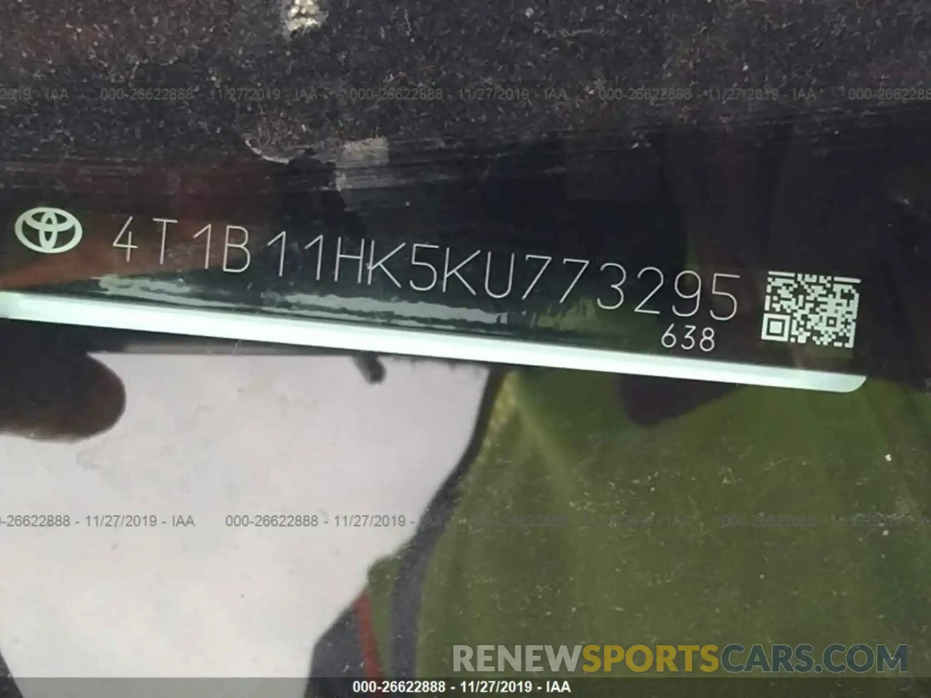 9 Photograph of a damaged car 4T1B11HK5KU773295 TOYOTA CAMRY 2019