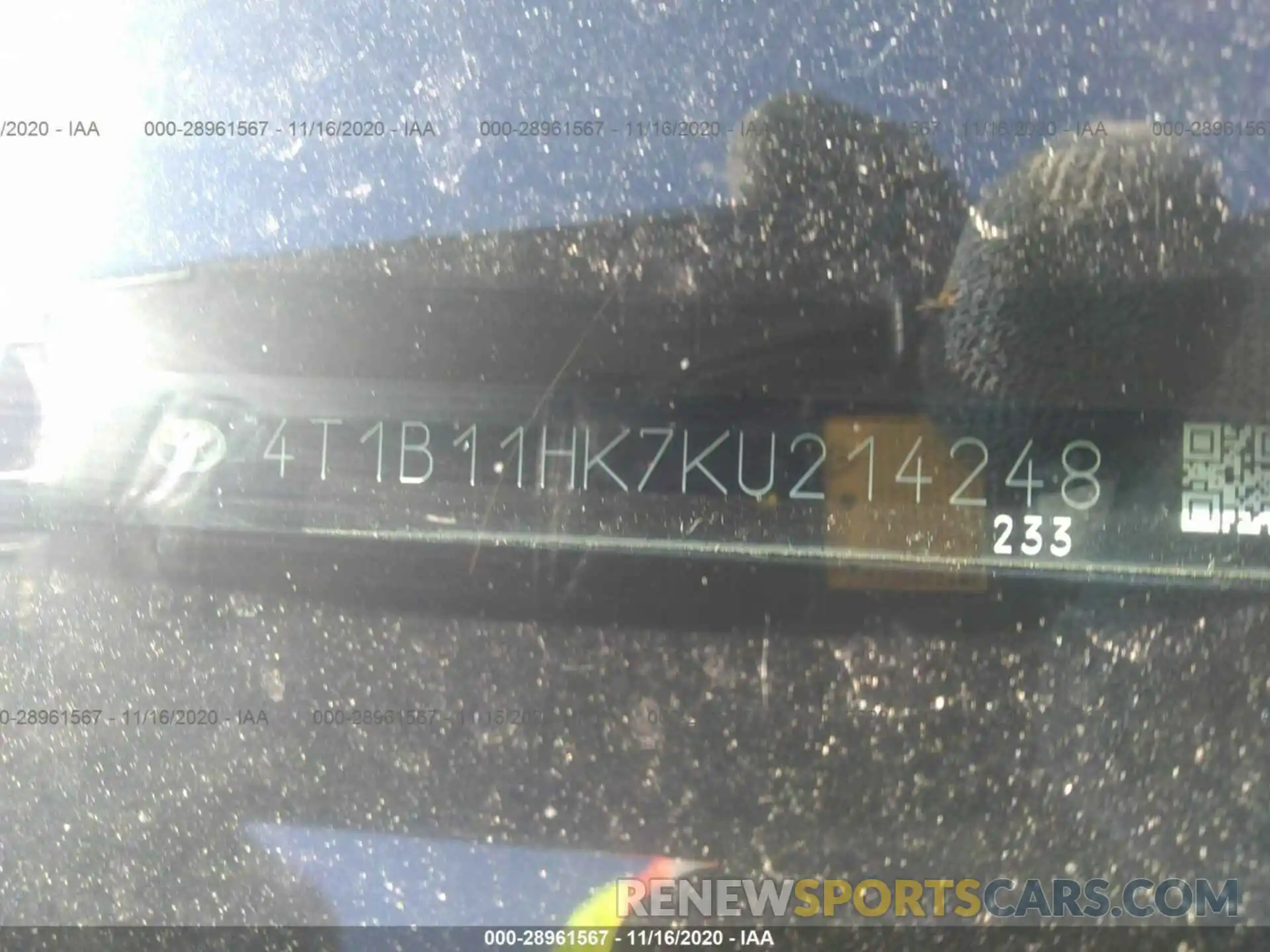 9 Photograph of a damaged car 4T1B11HK7KU214248 TOYOTA CAMRY 2019